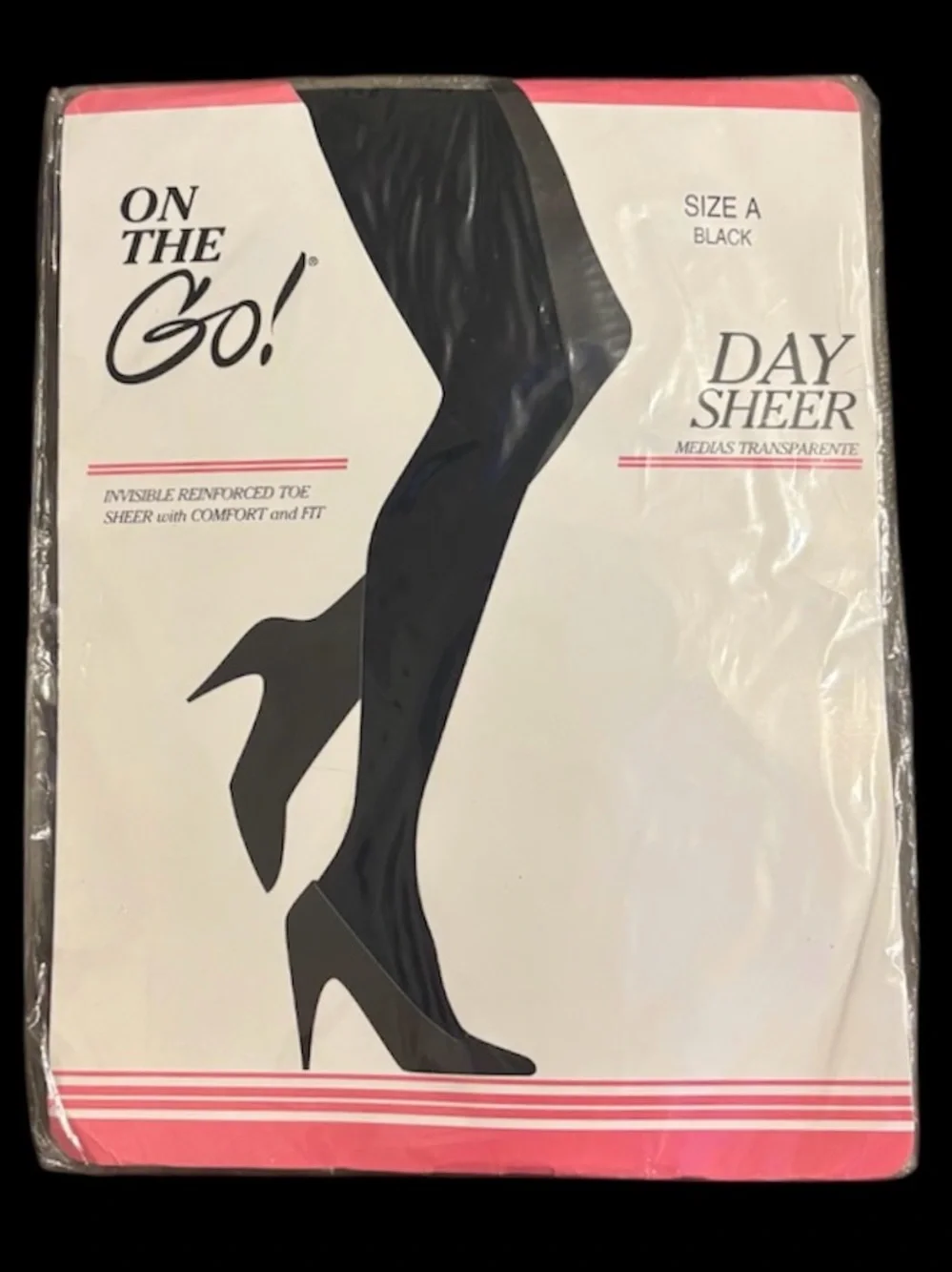 NEW VINTAGE 80s 90s Pantyhose On The Go! Day Sheer Black Size A USA Made Retro
